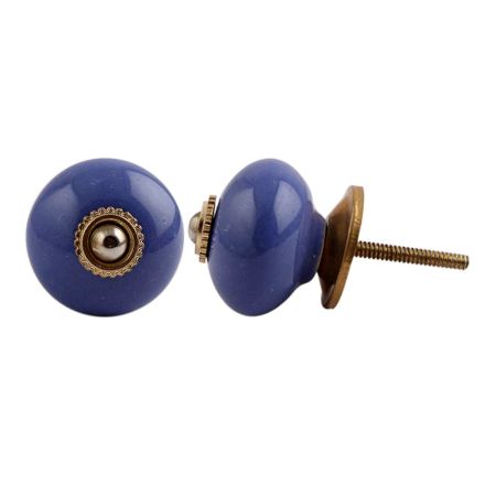 Slate Blue Golden Fitting Ceramic Dresser Knob